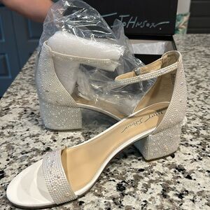 Betsey Johnson SB-Mari white/ivory bridal shoes. Sequins beads and jewels